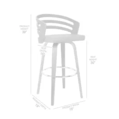 Jayden 26" Counter Height Swivel Grey Faux Leather And Walnut Wood Bar Stool -Gourmet Interiors 18516dd2 9fb0 42ae b6f0 73a95196039e