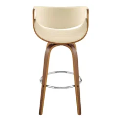 Arya 26" Swivel Counter Stool In Cream Faux Leather And Walnut Wood -Gourmet Interiors 18807b4a f957 41ac b932 b439666c1983