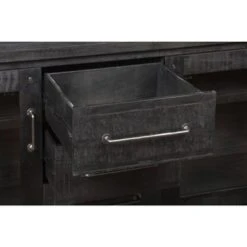 Multi Storage Wooden Sideboard With Two Glass Door Cabinets And Three Drawers, Brown -Gourmet Interiors 1895afaf 26ae 41c8 b353 672068b6acae