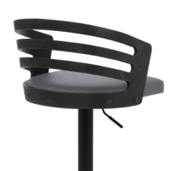Adele Adjustable Height Swivel Grey Faux Leather And Black Wood Bar Stool With Black Base -Gourmet Interiors 18c5a397 24d2 4106 8427 7263110e077a