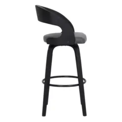 Shelly 26" Counter Height Swivel Grey Faux Leather And Black Wood Bar Stool -Gourmet Interiors 191742f5 0555 4235 8ef7 3406569cf039