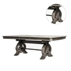 Wood Round Dining Table In Rustic Natural Tone - Rustic Natural Tone - Rectangle Top -Gourmet Interiors 19325db8 9a4e 4f0e 924a 23956bce7037