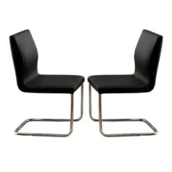 Set Of 2 Dining Chairs In Black And Chrome Finish - Counter Height -Gourmet Interiors 194661c3 b2bb 4f88 9d94 bc3c4063c174