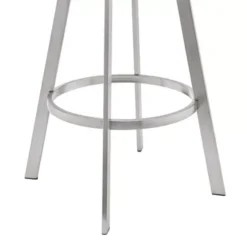 Bronson 29" White Faux Leather And Brushed Stainless Steel Swivel Bar Stool -Gourmet Interiors 194fe63d b9df 4d4b a106 11a22d347920