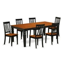 7-Piece Kitchen Table Set Includes Logan Dining Table And 6 Kitchen Chairs In Black & Cherry Finish (Seat's Type Options) - LGAN7-BCH-C -Gourmet Interiors 198a40a9 b079 452b bb81 ea1cb6fe9aa4