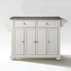 Alexandria Solid Granite Top Kitchen Island In White Finish - Stationary - White - Granite -Gourmet Interiors 199761d6 acad 4a5d 8a7b 1a4dbb7d6563