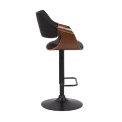Aspen Adjustable Swivel Black Faux Leather And Walnut Wood Bar Stool With Black Base -Gourmet Interiors 19b33cb7 6f91 46f8 a308 0894ba298265