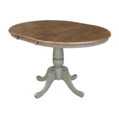 36" Round Top Pedestal Table With 12" Leaf - Distressed Hickory/Stone - Bar Height -Gourmet Interiors 19f47efc 0796 46a0 86a5 602a274c8377