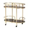 Baxton Studio Leighton Contemporary Glam And Luxe Gold Metal And Tempered Glass 2-Tier Wine Cart - Gold -Gourmet Interiors 19f80227 dad4 4d68 b3df 6392cdeefc1e