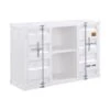 Metal Frame Server With 2 Open Compartments In White Finish - White -Gourmet Interiors 1a47d09f 55a3 4756 9cff 0b2f343e6ded