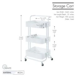 Porthos Home Casey 3-tier Organization And Storage Rolling Cart - Black -Gourmet Interiors 1a8d667c a82f 42fa b3b7 0464fa5cc803