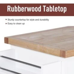 HOMCOM Farmhouse Mobile Kitchen Island Utility Cart With Barn Door Style Cabinets, Drawers And Wheels- White - White - Portable - Wood -Gourmet Interiors 1a969769 2034 4a24 a5b4 0213738646b1