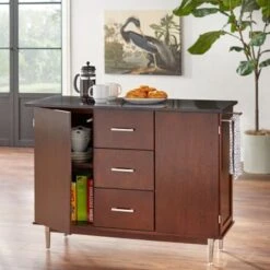 Simple Living Vaughn Granite Top Mid-Century Kitchen Island - Granite -Gourmet Interiors 1ab7a7e6 6f2c 4a20 bd59 a454b821f1f7