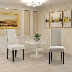 Copper Grove Elorza Tan Upholstered Solid Wood Armless Accent Chairs (Set Of 2) - 18.5 X 18 X 36 - Beige