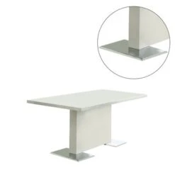 Wood Dining Table With Metal Base In White - White And Chrome -Gourmet Interiors 1abe1820 2282 486e aaa6 6c6364897a01
