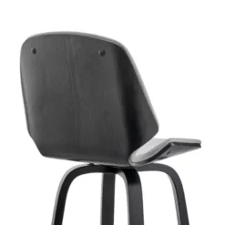 Arabela 26" Gray Faux Leather And Black Wood Swivel Bar Stool -Gourmet Interiors 1b1cde18 81dd 45a5 bd06 4102241efcba