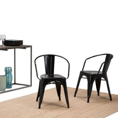 WYNDENHALL Elisse Industrial Metal Dining Arm Chair (Set Of 2), Fully Assembled - 20.6"w X 19.7"d X 28.3"h - Distressed Black And Silver 14 WYNDENHALL Elisse Industrial Metal Dining Arm Chair (Set Of 2), Fully Assembled - 20.6"w X 19.7"d X 28.3"h - Distressed Black And Silver - Image 12