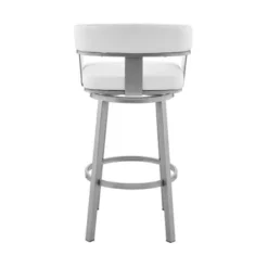 Cohen 26" Counter Height Swivel Bar Stool In Silver Finish With White Faux Leather -Gourmet Interiors 1bc14720 9296 4122 a27f 66468c0e9250