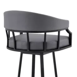 Valerie 30" Swivel Slate Grey Faux Leather And Black Metal Bar Stool -Gourmet Interiors 1c1cb8f8 a0fa 4301 a7d7 5a8ba9463278