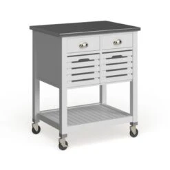 Eileen Rolling Kitchen Cart With Storage - Kitchen Cart - Stainless Steel - Grey -Gourmet Interiors 1c291fd3 5e69 4709 8f74 85d9b7e3d479