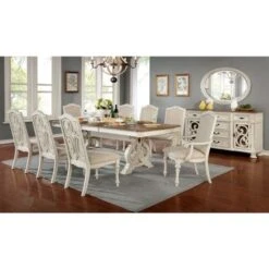 The Gray Barn Caelum Farmhouse White 96-inch Expandable Dining Table - Antique White/Brown