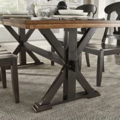 Eleanor 78-inch Oak Dining Table With X-base By INSPIRE Q Classic - Oak Top With Berry Red Base -Gourmet Interiors 1cb3fc41 4697 4b34 85a9 e4bac477573d