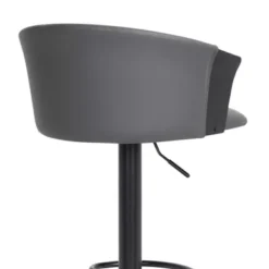 Lydia Adjustable Black Wood Bar Stool In Grey Faux Leather With Black Metal -Gourmet Interiors 1d057e24 8442 47fd 8696 0b7a527a2990