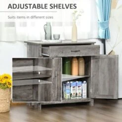 HOMCOM 32" Farmhouse Barn Door Style Sideboard Cabinet,Buffet Storage Cabinet Coffee Bar For Living Room Or Entryway - Natural 26 HOMCOM 32" Farmhouse Barn Door Style Sideboard Cabinet,Buffet Storage Cabinet Coffee Bar For Living Room Or Entryway - Natural -Gourmet Interiors 1d5ae439 ad32 4869 a77e 1b1366beee15