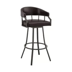 Palmdale 26" Swivel Brown Faux Leather And Java Brown Metal Bar Stool -Gourmet Interiors 1e0c271c 2ae2 400e 953d 1f774593ba5a