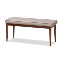 Baxton Studio Mid-Century Modern Fabric Upholstered Dining Bench - Light Gray