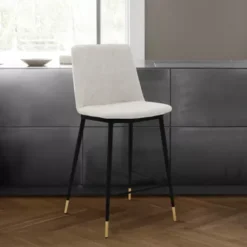 Messina 26" Cream Faux Leather And Metal Counter Height Bar Stool -Gourmet Interiors 1e6f8133 9ea0 412f 9279 7df1cda51a9c