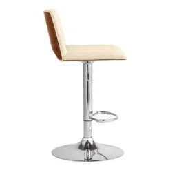 Thierry Adjustable Swivel Cream Faux Leather With Walnut Back And Chrome Bar Stool -Gourmet Interiors 1eeaedcc e06d 4ec2 be95 f8296b4f5177