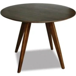 Aurelle Home Round Walnut Mid-century Style Dining Table - Brown - Antique White - Antique White -Gourmet Interiors 1eed9cc1 66a0 4584 980d c533cc95d920