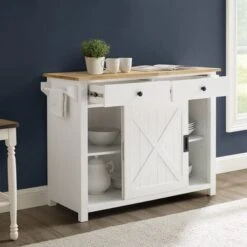 Laurel Kitchen Island/Cart - 18"x42"x32.63" - Portable - White - Wood -Gourmet Interiors 1f4b4b3f 0c43 4f0f 91a9 5910e54efe47