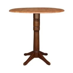 Round Dual Drop Leaf 42" Pedestal Table - Cinnamon/Espresso - 42.3" H