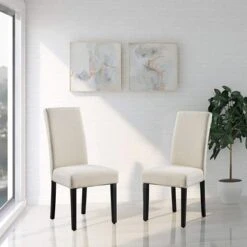 Copper Grove Elorza Tan Upholstered Solid Wood Armless Accent Chairs (Set Of 2) - 18.5 X 18 X 36 - Beige -Gourmet Interiors 1fb03cee ee49 4fb5 a2d6 91729f54f03b