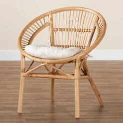 Baxton Studio Adrina Modern Bohemian Natural Brown Rattan Dining Chair - White, Natural Brown -Gourmet Interiors 1fe3fdc1 77f2 411e ab7c 8d1d22d2efad