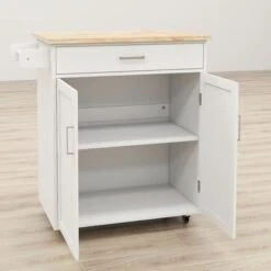 Nestfair White Kitchen Cart With Towel Rack And Shelves - White 14 Nestfair White Kitchen Cart With Towel Rack And Shelves - White -Gourmet Interiors 1fed5c0c 6742 4610 abca 9bbe292c523f