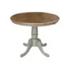 36" Round Top Pedestal Table With 12" Leaf - Distressed Hickory/Stone - Dining Height -Gourmet Interiors 20363a27 97c5 44b1 b87a 7b6f9b865280