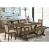 Dining Table Set - A Dining Table With Trestle Base And Dining Chairs - Distressed Jacobean Finish (Pieces And Bench Option) - V777MZ716-6 -Gourmet Interiors 20d4e22e 1e9e 4036 8379 7c179089338e