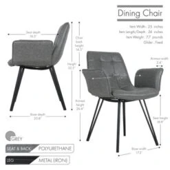 Porthos Home Valo Dining Chairs Set Of 2, Tufted PU Leather Upholstery - Brown -Gourmet Interiors 21293a4e 3f16 4aff 9616 2e94ddbee71e