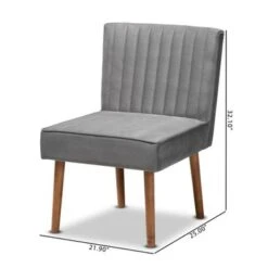 Baxton Studio Alvis Mid-Century Velvet Upholstered Wood Dining Chair-Grey - Grey, Walnut Brown -Gourmet Interiors 2195801e 1f5b 4ad4 b1ef 1041a9cfe03c
