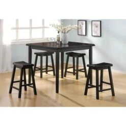5 Piece Square Counter Height Dining Set - Oak And Black -Gourmet Interiors 21b5eb15 f025 47b0 b3c4 56f5b9f849e3