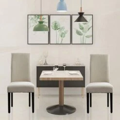 Copper Grove Elorza Tan Upholstered Solid Wood Armless Accent Chairs (Set Of 2) - 18.5 X 18 X 36 - Beige -Gourmet Interiors 220ddb4a e962 40ae b601 3b50b24ce31e