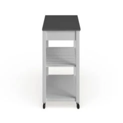 White Wood/ Stainless Steel Kitchen Cart Island - Kitchen Cart - Wood - White -Gourmet Interiors 222ab2e3 d151 418d a913 15c61be2894e