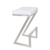 Atlantis 26" Counter Height Backless White Faux Leather And Brushed Stainless Steel Bar Stool -Gourmet Interiors 223ebe5e a24a 4fc2 adb0 aed203bbf72c