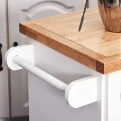 HOMCOM Farmhouse Mobile Kitchen Island Utility Cart With Barn Door Style Cabinets, Drawers And Wheels- White - White - Portable - Wood -Gourmet Interiors 223edc9a 3b1d 4a2a a21f 2af362b232db