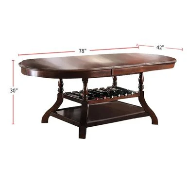 Oval Shaped Wooden Dining Table With Bottom Shelf In Brown Cherry - Brown Cherry - Brown Cherry 4 Oval Shaped Wooden Dining Table With Bottom Shelf In Brown Cherry - Brown Cherry - Brown Cherry - Image 2