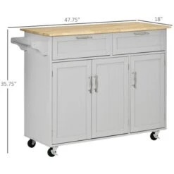HOMCOM 48" Modern Kitchen Island Cart On Wheels With Storage Drawers, Rolling Utility Cart With Adjustable Shelves, Cabinets - White -Gourmet Interiors 22b8f155 0dc4 4457 856d f7294cb1336f