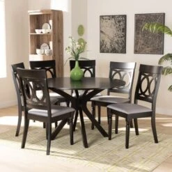 Baxton Studio Jessie Modern And Contemporary 7-Piece Dining Set - Walnut -Gourmet Interiors 2339fe4e 6419 42f8 80e6 399c46086e61